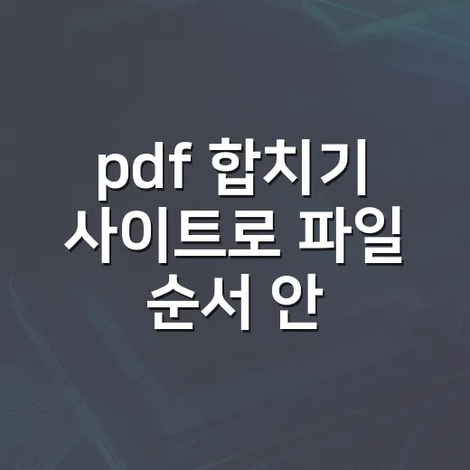 pdf 합치기 사이트로 파일 순서 안 꼬이게 병합하는 방법 - 요약