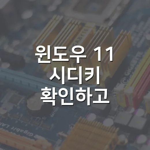 윈도우 11 시디키 확인하고 재설치까지 이어가는 방법 - 요약