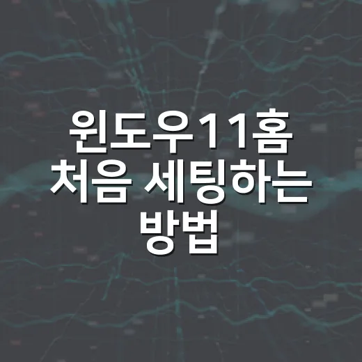 윈도우11홈 처음 세팅하는 방법, 조립PC 기준으로 체감부터 잡기