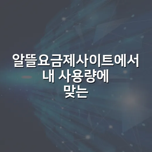 알뜰요금제사이트에서 내 사용량에 맞는 요금제 찾는 방법 - 요약