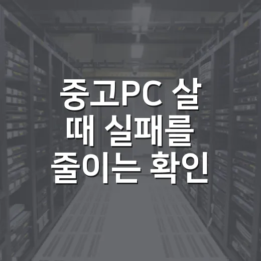 중고PC 살 때 실패를 줄이는 확인 방법 - 요약