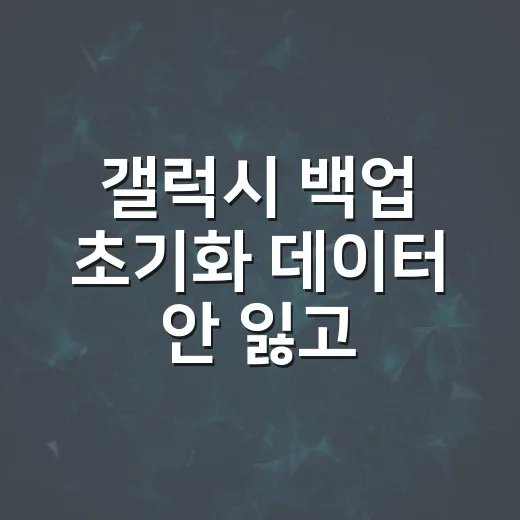 갤럭시 백업 초기화 데이터 안 잃고 하는 방법 - 요약