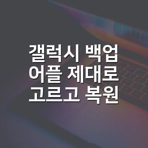 갤럭시 백업 어플 제대로 고르고 복원하는 방법 - 요약