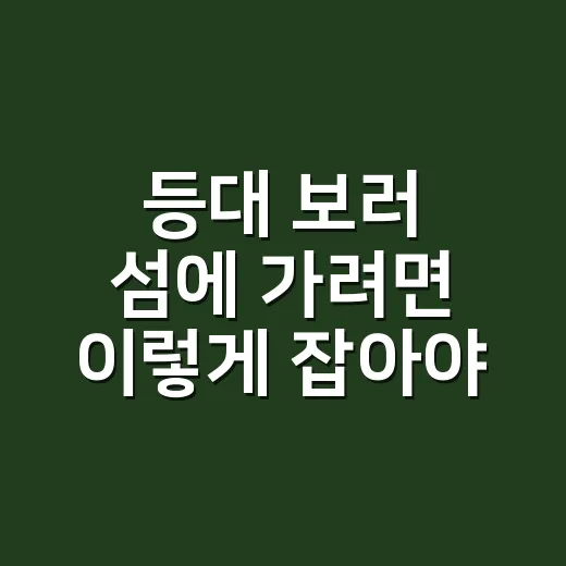 등대 보러 섬에 가려면 이렇게 잡아야 덜 고생합니다 - 요약