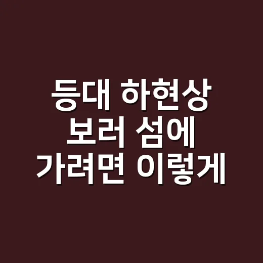 등대 하현상 보러 섬에 가려면 이렇게 움직이면 됩니다 - 요약