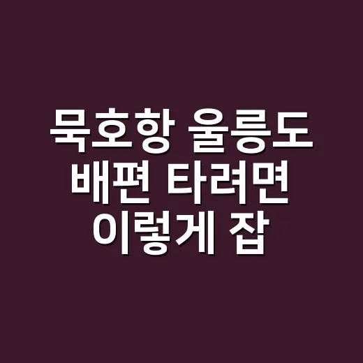 묵호항 울릉도 배편 타려면 이렇게 잡으면 덜 꼬입니다 - 요약