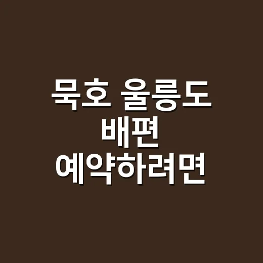 묵호 울릉도 배편 예약하려면 이렇게 잡는 게 덜 흔들립니다 - 요약