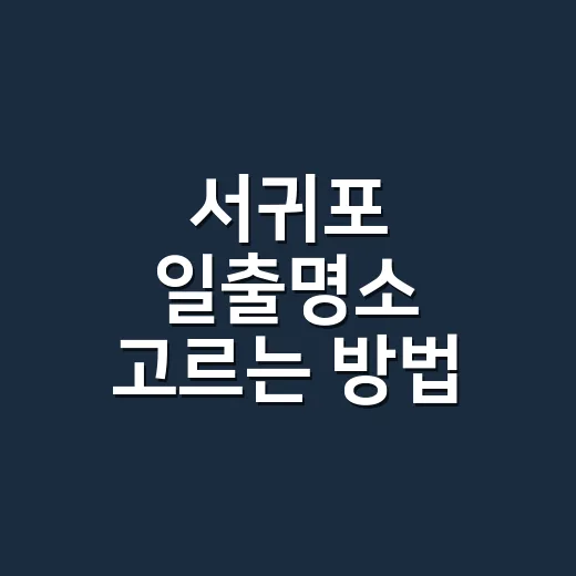 서귀포 일출명소 고르는 방법, 차 없이도 덜 헤매려면 이렇게 - 요약