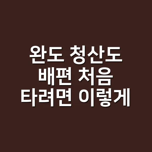 완도 청산도 배편 처음 타려면 이렇게 잡으세요 - 요약