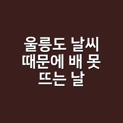울릉도 날씨 때문에 배 못 뜨는 날 피하려면 이렇게 보세요 - 요약