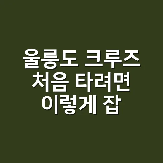 울릉도 크루즈 처음 타려면 이렇게 잡으면 됩니다 - 요약
