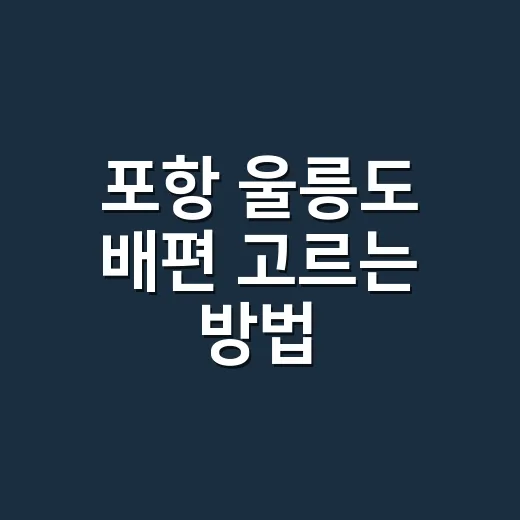포항 울릉도 배편 고르는 방법, 처음 가려면 이렇게 잡으세요 - 요약