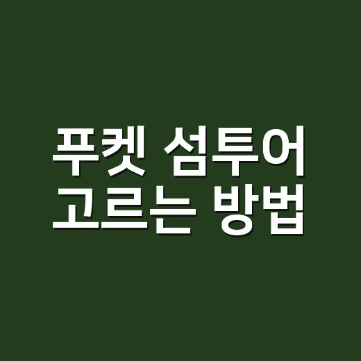 푸켓 섬투어 고르는 방법, 피피섬·팡아만·시밀란을 일정에 맞추려면 이렇게 - 요약