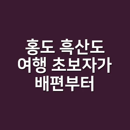 홍도 흑산도 여행 초보자가 배편부터 잡는 방법 - 요약