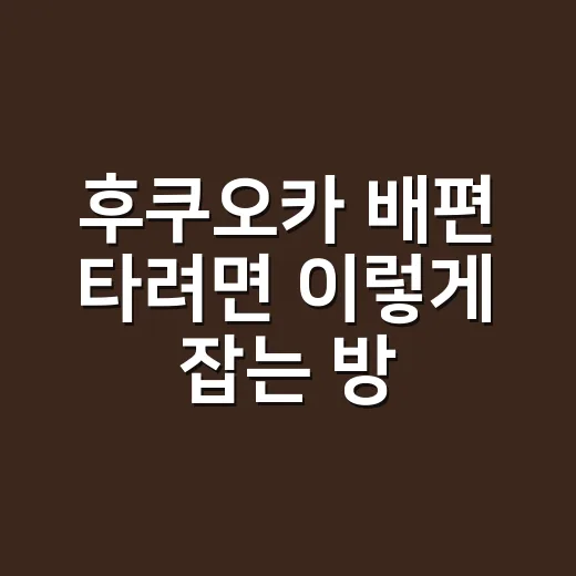후쿠오카 배편 타려면 이렇게 잡는 방법 - 요약