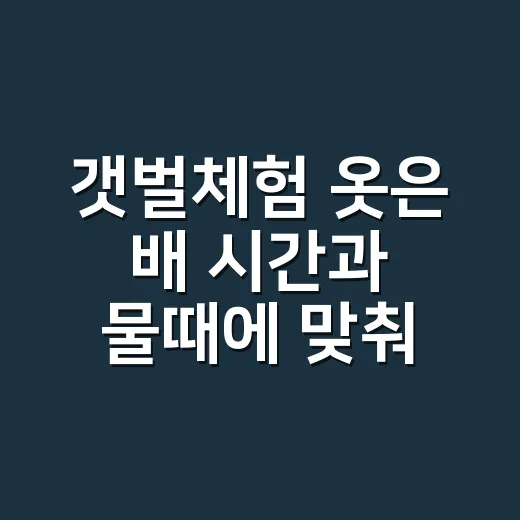 갯벌체험 옷은 배 시간과 물때에 맞춰 챙기는 방법 - 요약