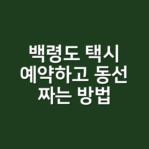 백령도 택시 예약하고 동선 짜는 방법 - 요약