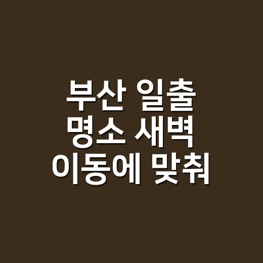 부산 일출 명소 새벽 이동에 맞춰 고르는 방법 - 요약