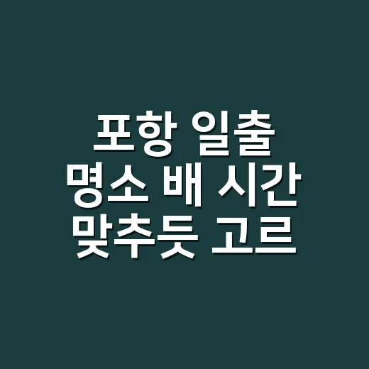 포항 일출 명소 배 시간 맞추듯 고르는 방법 - 요약