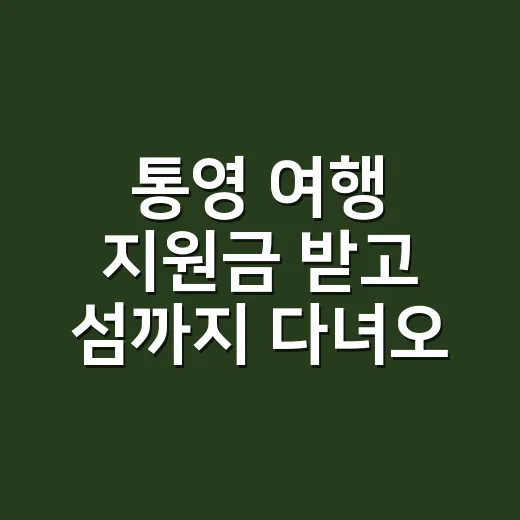 통영 여행 지원금 받고 섬까지 다녀오려면 - 요약