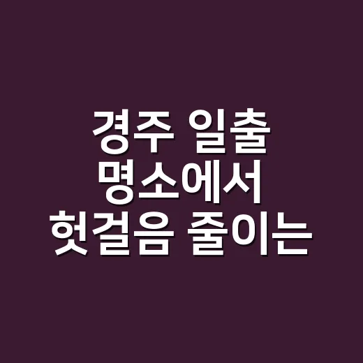 경주 일출 명소에서 헛걸음 줄이는 방법 - 요약