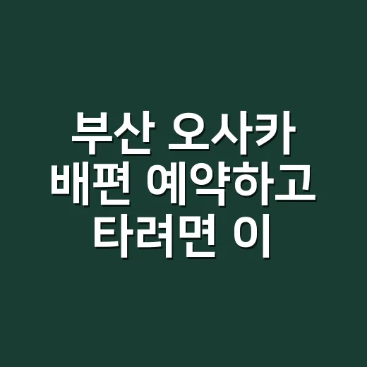 부산 오사카 배편 예약하고 타려면 이렇게 - 요약