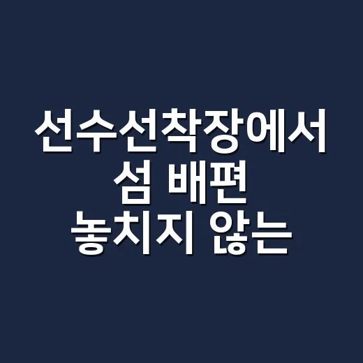 선수선착장에서 섬 배편 놓치지 않는 방법 - 요약