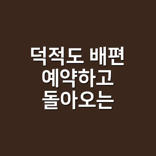 덕적도 배편 예약하고 돌아오는 배까지 맞추는 방법 - 요약