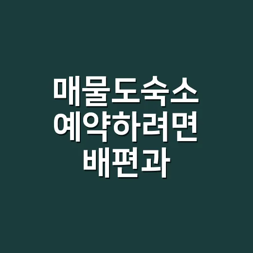 매물도숙소 예약하려면 배편과 마을부터 고르세요 - 요약