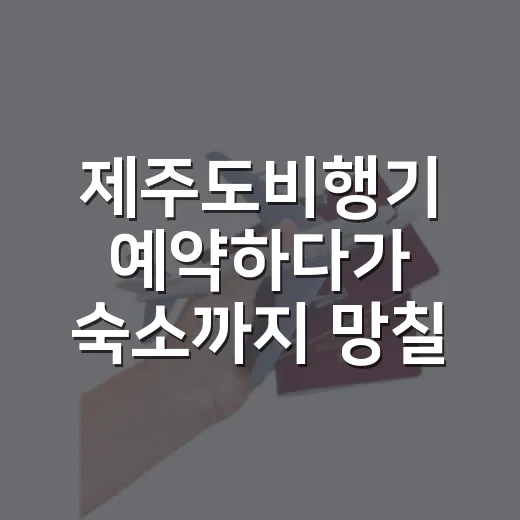 제주도비행기 예약하다가 숙소까지 망칠 뻔한 후기 - 요약
