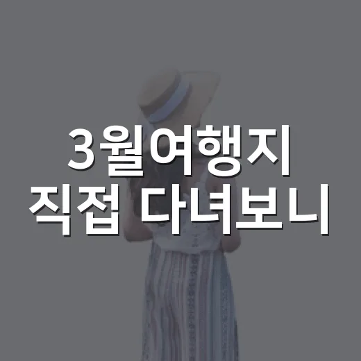 3월여행지 직접 다녀보니, 사진보다 온도와 동선이 더 중요했다 - 요약