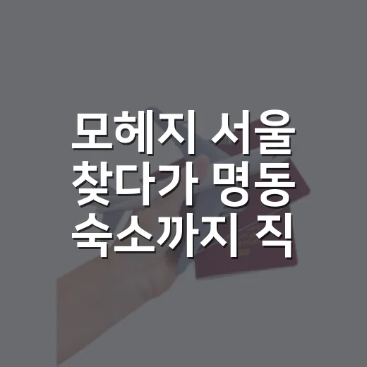 모헤지 서울 찾다가 명동 숙소까지 직접 비교해본 이야기 - 요약