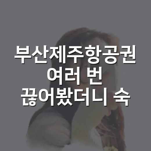 부산제주항공권 여러 번 끊어봤더니 숙소비보다 먼저 봐야 했던 진짜 이유 - 요약