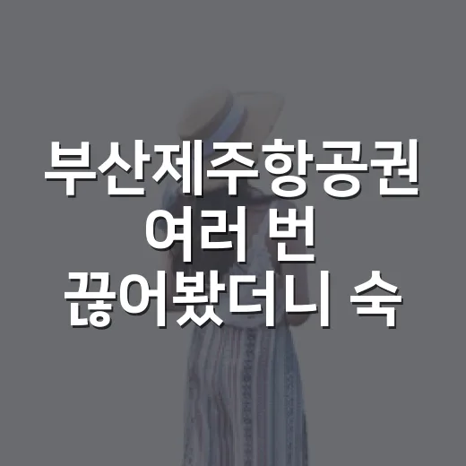 부산제주항공권 여러 번 끊어봤더니 숙소값까지 같이 흔들리더라 - 요약