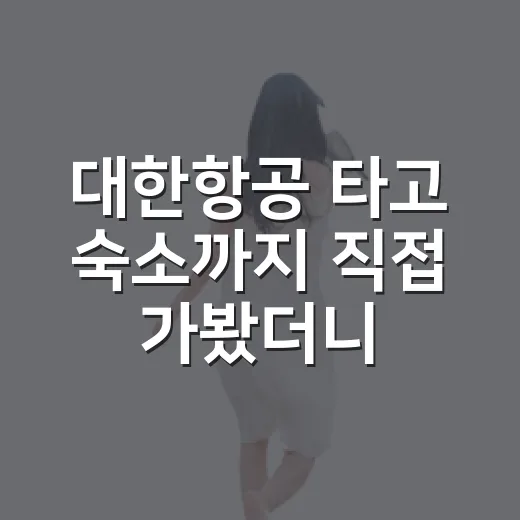 대한항공 타고 숙소까지 직접 가봤더니, 비행기보다 체크인이 더 중요했다 - 요약
