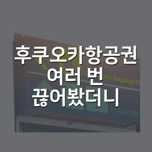 후쿠오카항공권 여러 번 끊어봤더니, 숙소값보다 항공권에서 더 갈리더라 - 요약