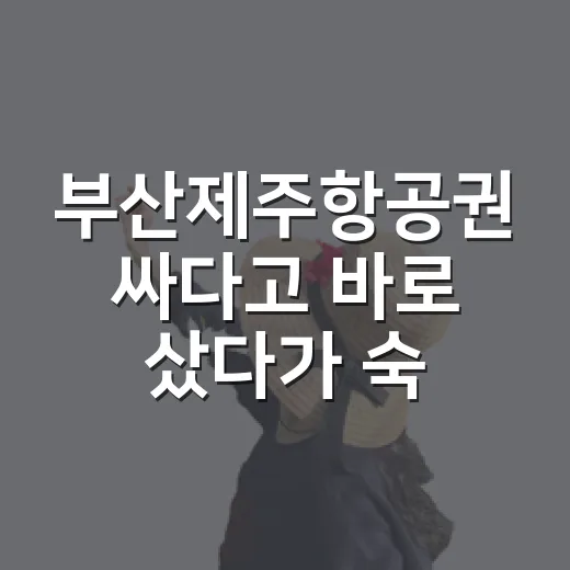 부산제주항공권 싸다고 바로 샀다가 숙소 동선에서 손해 본 후기 - 요약