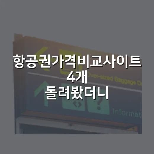 항공권가격비교사이트 4개 돌려봤더니, 싼 표보다 먼저 봐야 할 게 있더라 - 요약