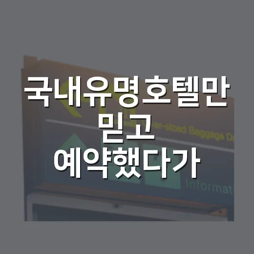 국내유명호텔만 믿고 예약했다가 직접 묵어보며 알게 된 진짜 차이 - 요약