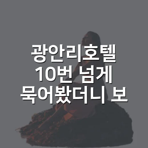 광안리호텔 10번 넘게 묵어봤더니 보이던 바다뷰의 진짜 차이 - 요약