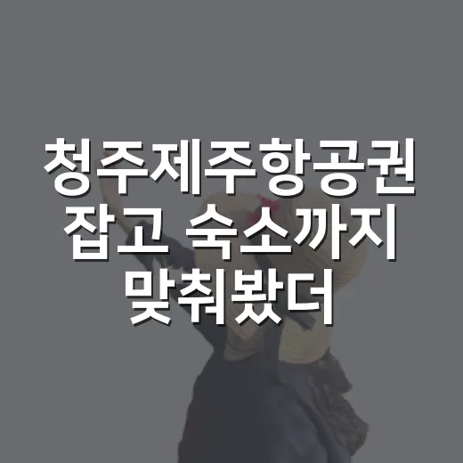 청주제주항공권 잡고 숙소까지 맞춰봤더니, 가격보다 시간이 더 중요했습니다 - 요약