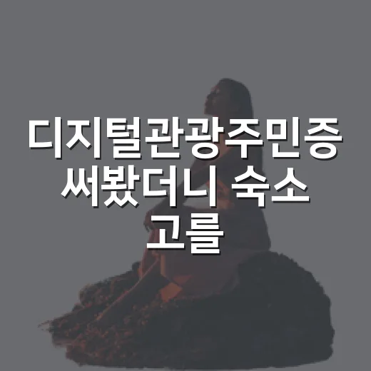 디지털관광주민증 써봤더니 숙소 고를 때 의외로 차이가 났다 - 요약