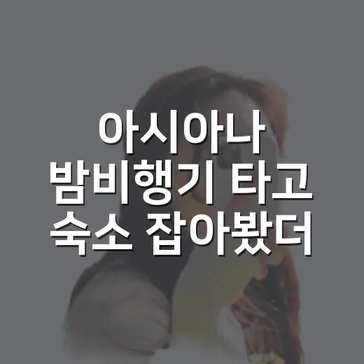 아시아나 밤비행기 타고 숙소 잡아봤더니, 사진보다 위치가 더 중요했습니다 - 요약