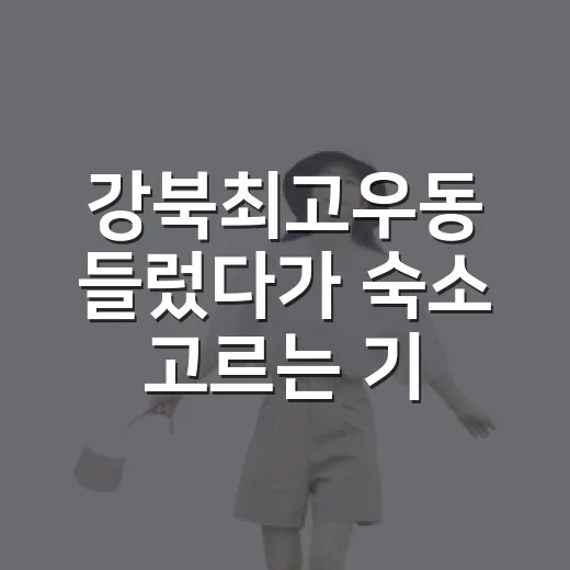 강북최고우동 들렀다가 숙소 고르는 기준까지 다시 생각해본 이야기 - 요약