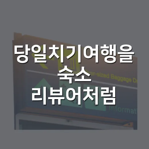 당일치기여행을 숙소 리뷰어처럼 다녀봤더니 보이는 것들 - 요약