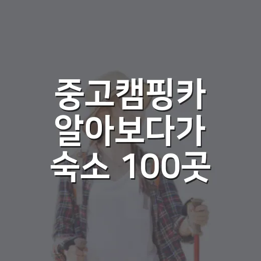 중고캠핑카 알아보다가 숙소 100곳 묵은 사람이 제일 먼저 본 것들 - 요약