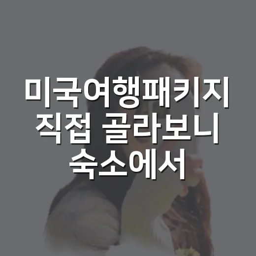 미국여행패키지 직접 골라보니 숙소에서 갈리는 지점이 보였습니다 - 요약