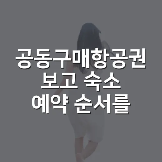공동구매항공권 보고 숙소 예약 순서를 바꿨다 - 요약