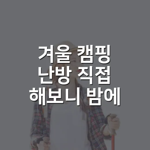 겨울 캠핑 난방 직접 해보니 밤에 달랐던 것 - 요약