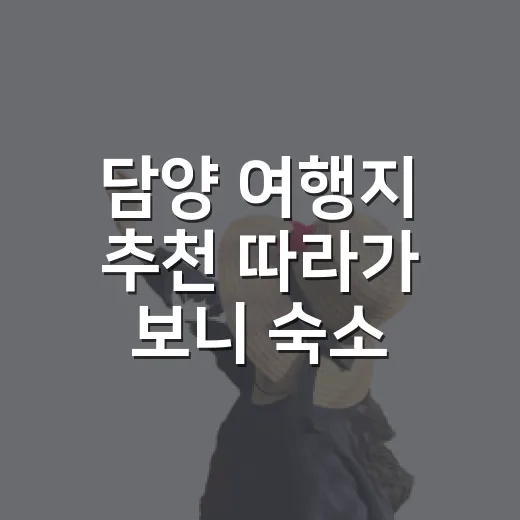 담양 여행지 추천 따라가 보니 숙소 위치가 중요했다 - 요약
